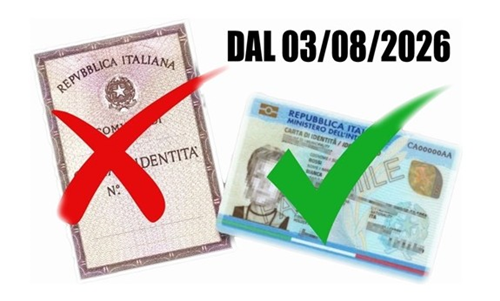 Avviso di scadenza delle carte d'identità cartacee dal 03.08.2026